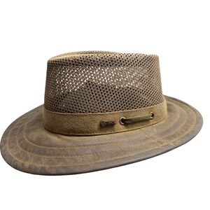 Outback Trading Co Wills Mesh Breezer Hat Brown Oilskin 6094 Mens Large L